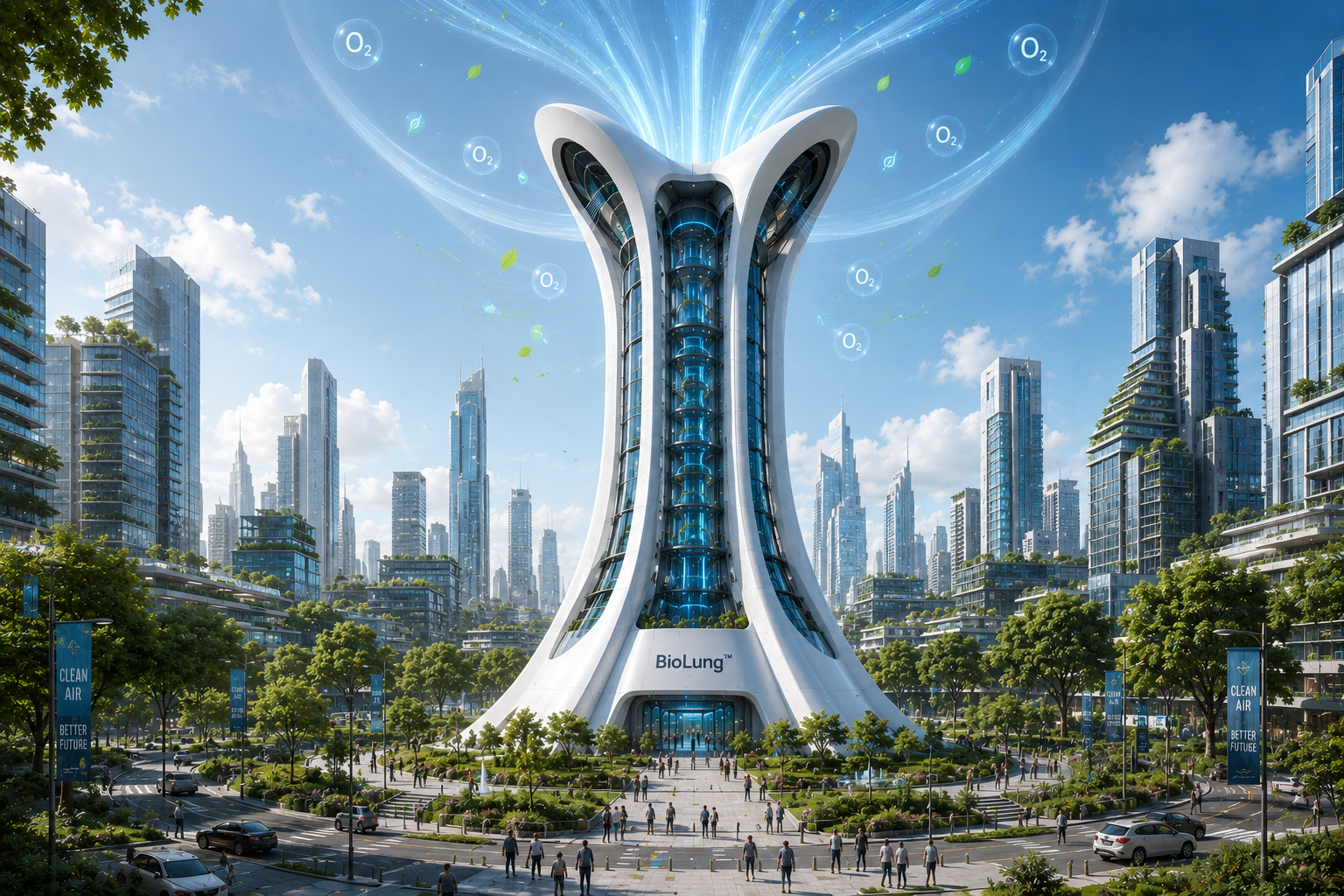 BioLung concept integrated into a city environmental setting