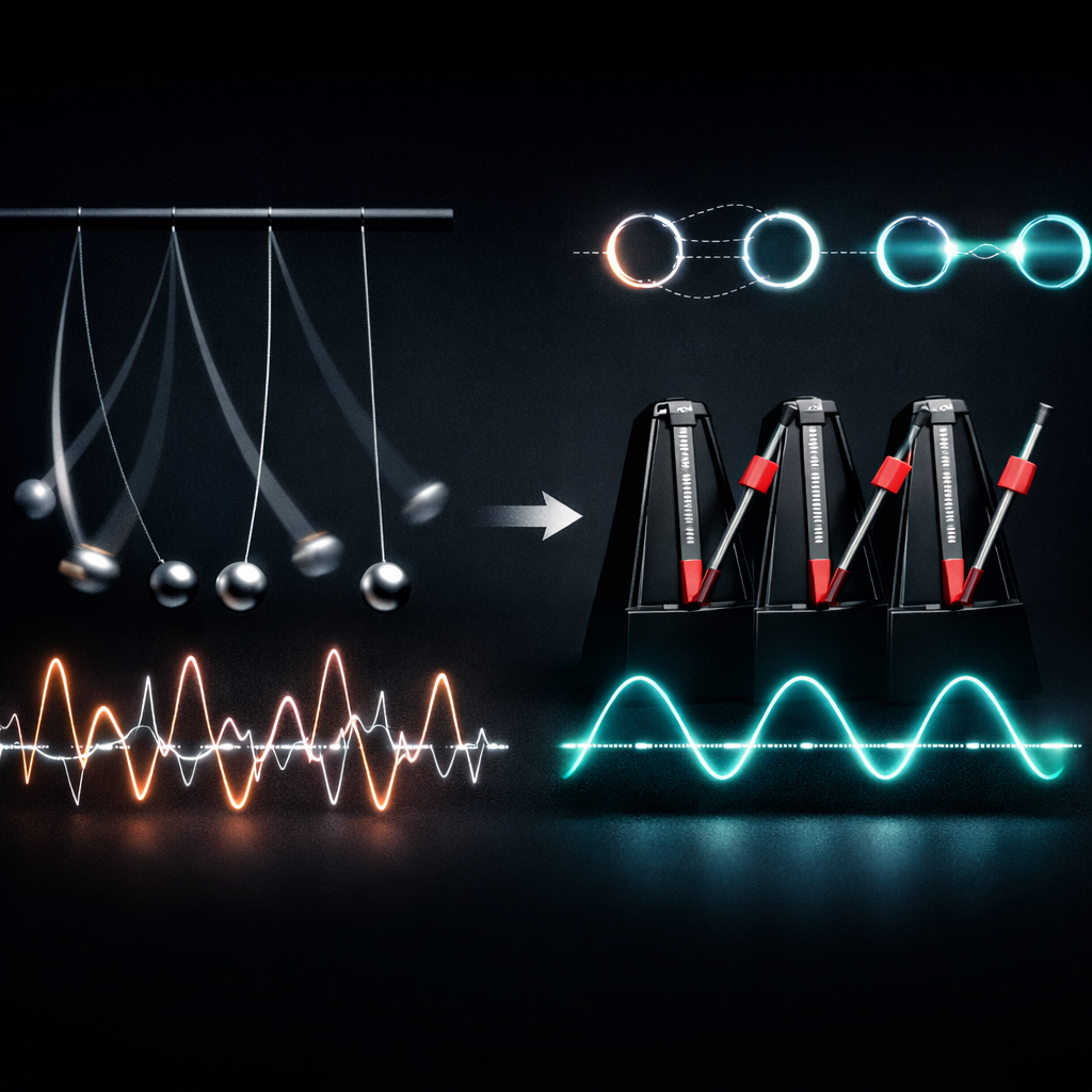 Nervous system resonance visualization showing wave coherence and harmonic balance