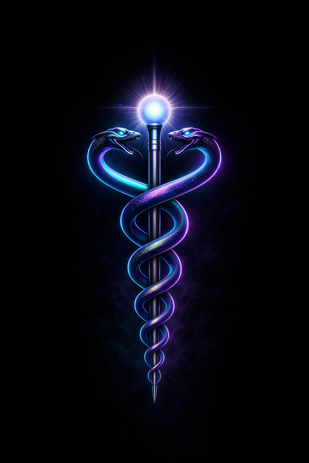 Blue kundalini energy illustration