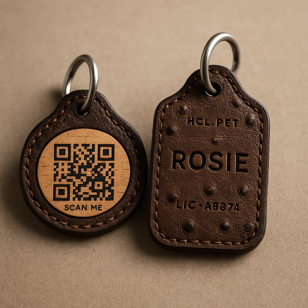 Leather QR dog tag