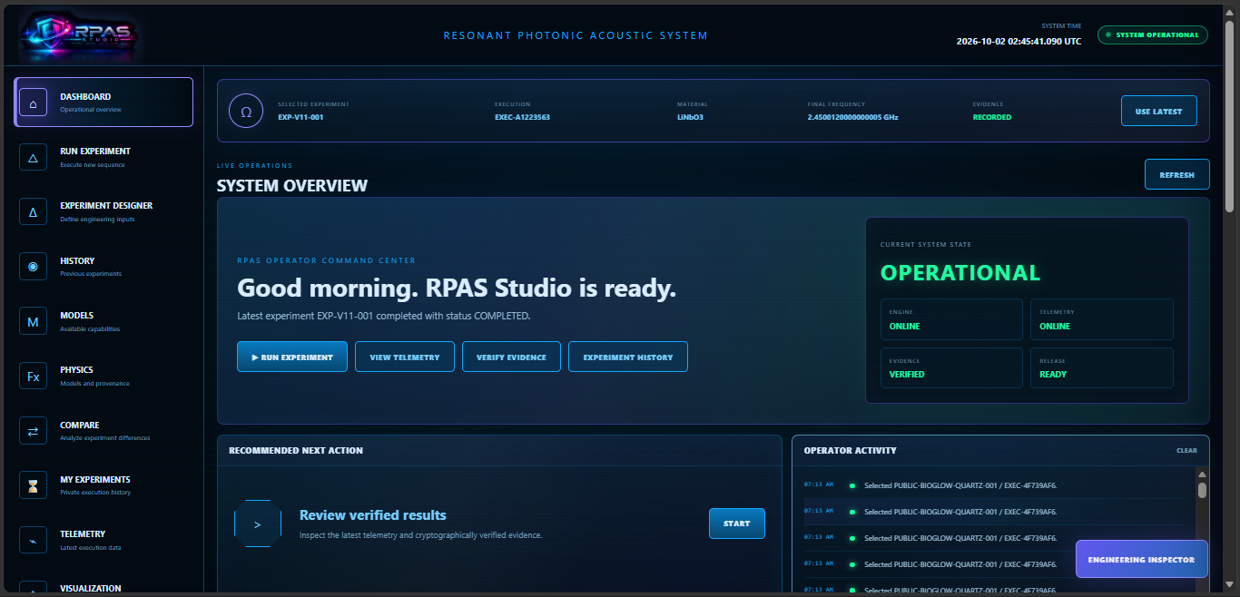 RPAS Studio physics and provenance interface